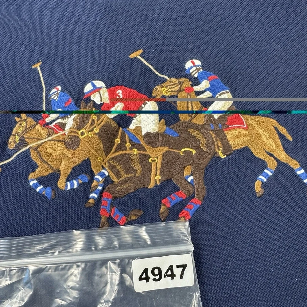 Polo Ralph Lauren Blue Multi Pony Embroidered Custom Slim Fit Polo Shirt 2XL